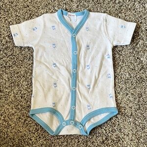 Vintage Baby Fair Blue and White Baby Onesie